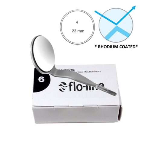 DENTAL MIRROR BOX OF 6, RHODIUM COATED, FIG. 04, ONE SIDED