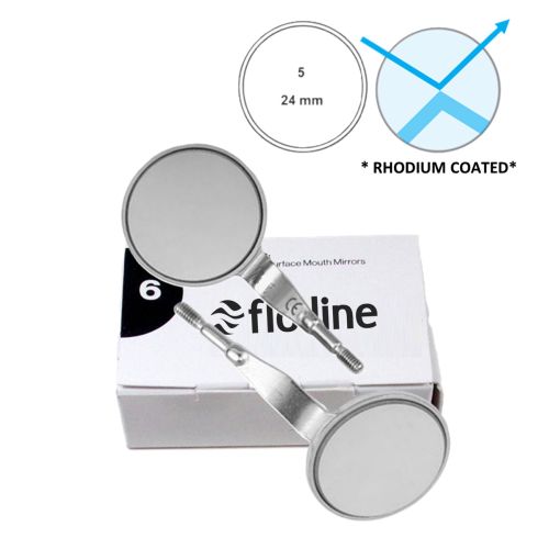 DENTAL MIRROR BOX OF 6, RHODIUM COATED, FIG. 05, DOUBLE SIDED